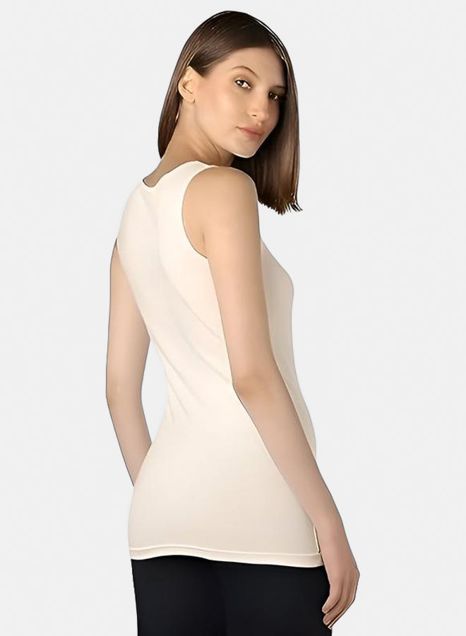 دهب بدي داخلي قطني سادة بدون أكمام برقبة دائرية للنساء من دهب - Image 3